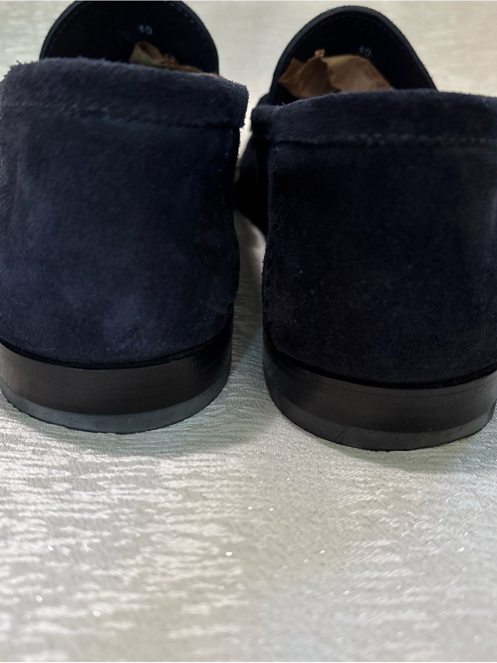 Santoni Men's Dark Navy Suede Penny Loafers Sz 10D - Picture 5 of 14